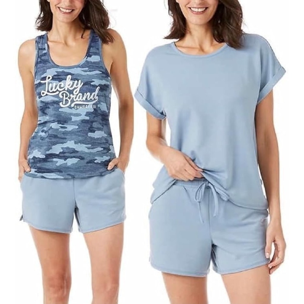 Lucky Brand Womens Pajamas Set 3 Piece Color: Faded Denim Sleepwear Size XL NWT